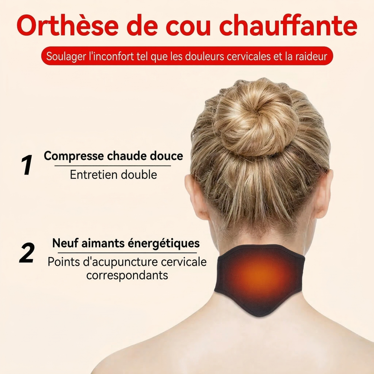 Écharpe Cervicale Auto-Chauffante Tourmaline Noire Adulte