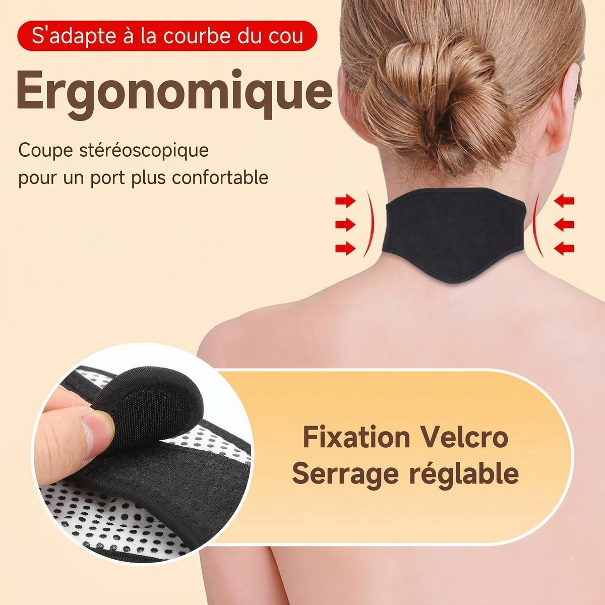 Écharpe Cervicale Auto-Chauffante Tourmaline Noire Adulte