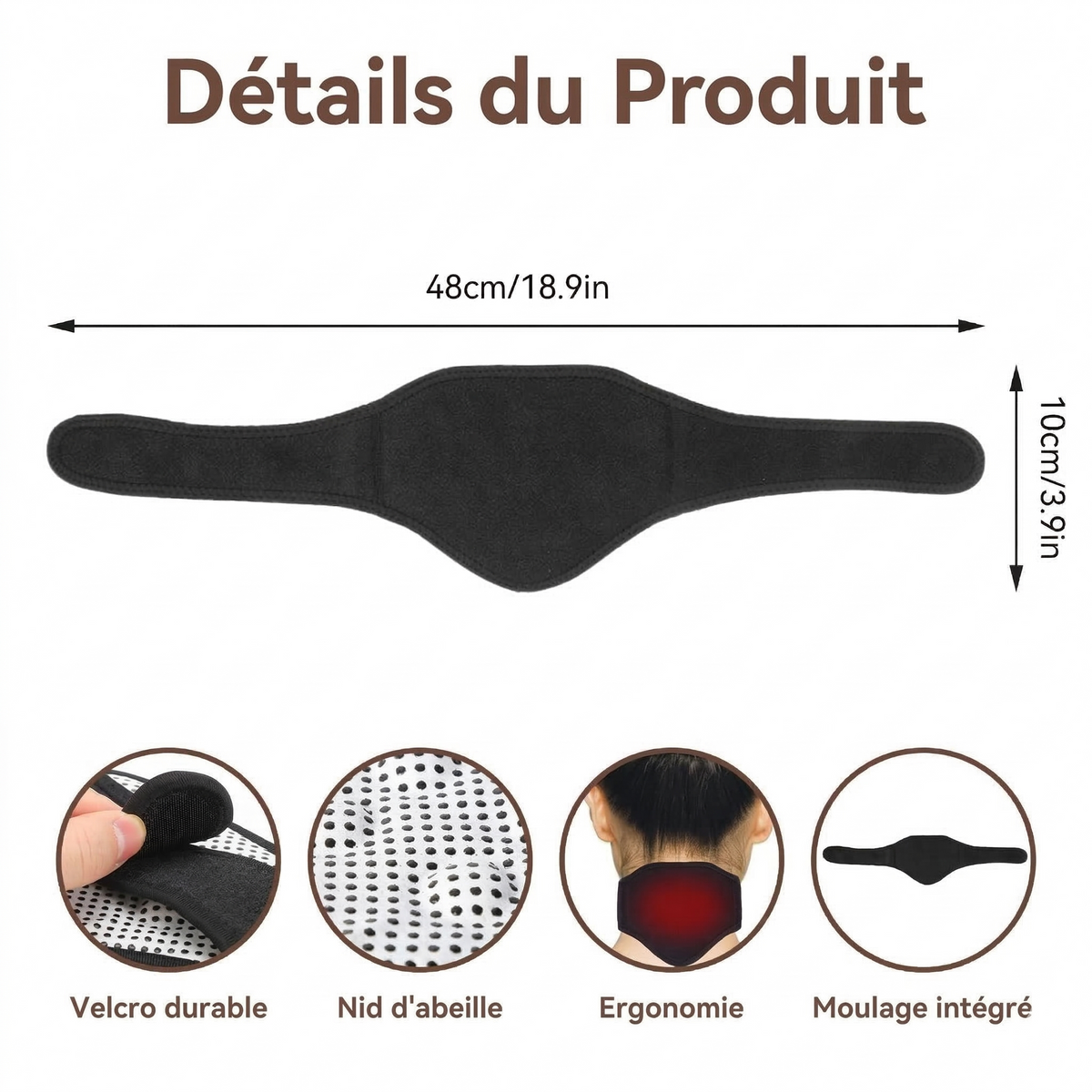 Écharpe Cervicale Auto-Chauffante Tourmaline Noire Adulte