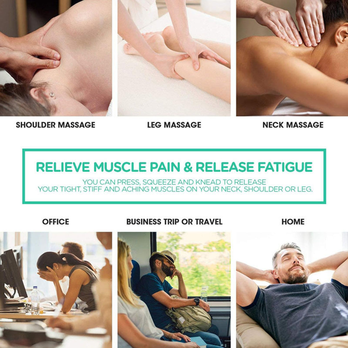 Masseur cervical Shiatsu manuel FITPERT, balles grises texturées, cadre en U flexible.