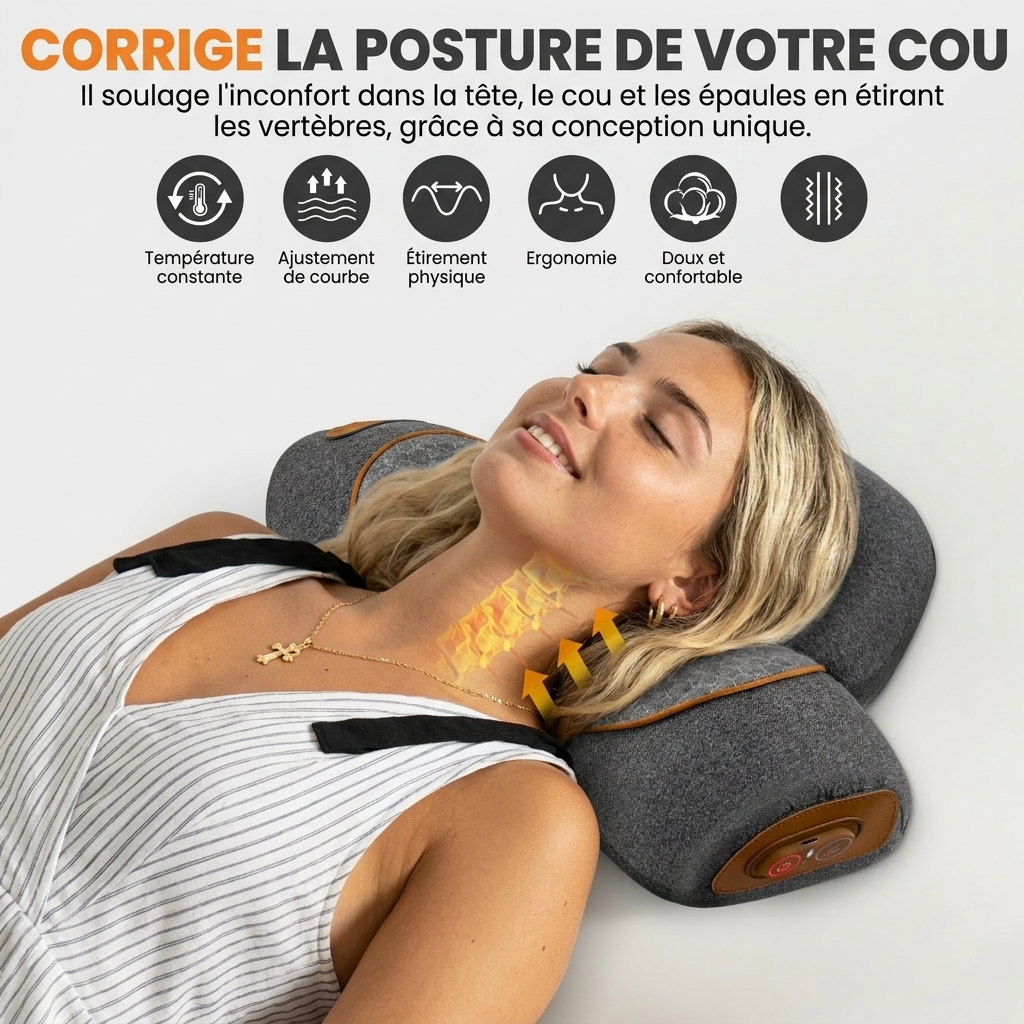 Masseur Cervical Chauffant 3-en-1 – Vibration, Chaleur & Traction