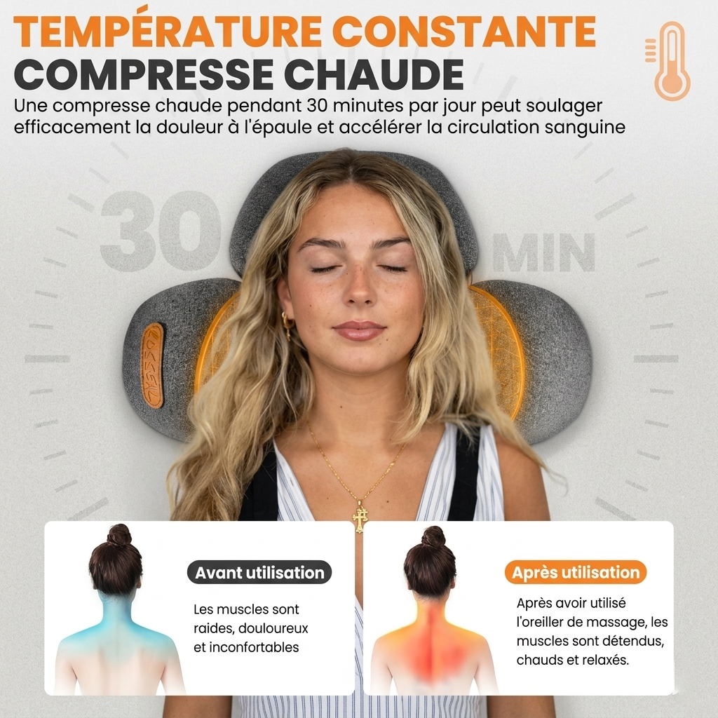Masseur Cervical Chauffant 3-en-1 – Vibration, Chaleur & Traction