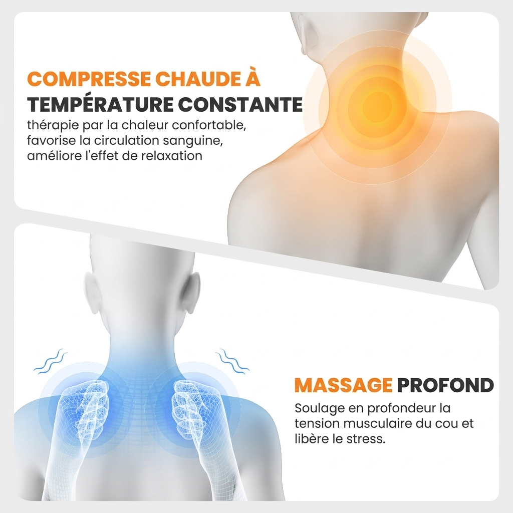 Coussin de Relaxation Cervicale 3-en-1 – Design Ergonomique et Confort Thermique