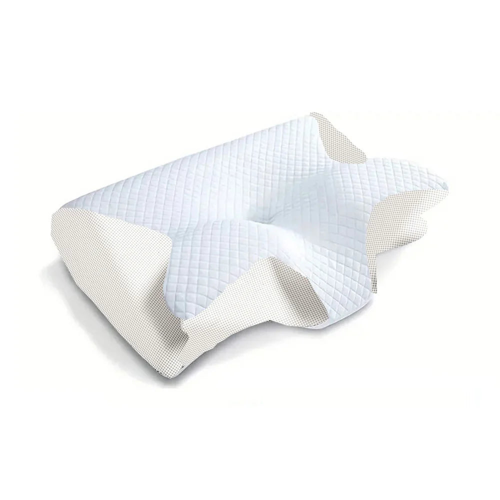 Coussin d'alignement cervical adulte ergonomique avec renfoncements bras et aération.