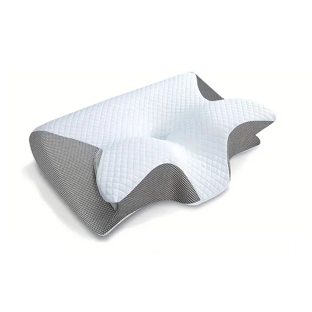 Coussin d'alignement cervical adulte ergonomique avec renfoncements bras et aération.