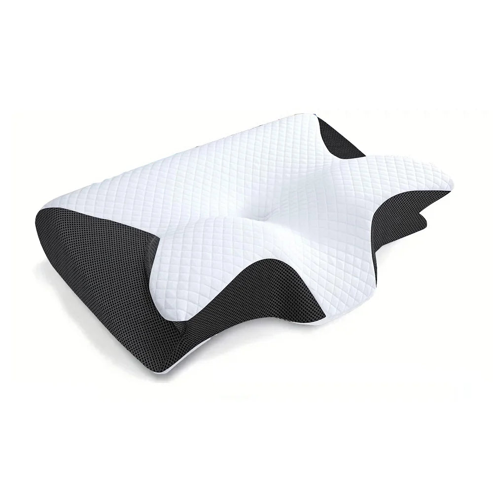 Coussin d'alignement cervical adulte ergonomique avec renfoncements bras et aération.